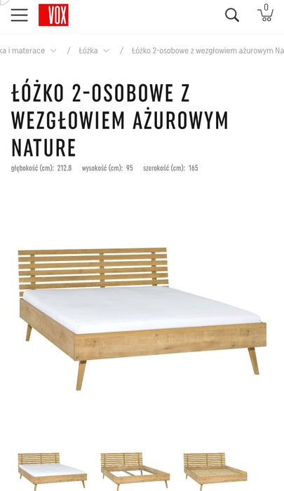 Łóżko dębowe  dwuosobowe VOX