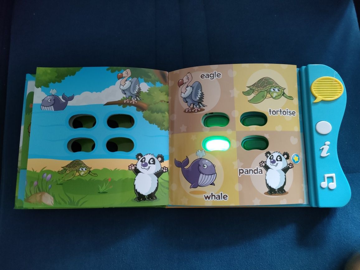 Książka grająca edukacyjna o zwierzętach dla dzieci angielski prezent