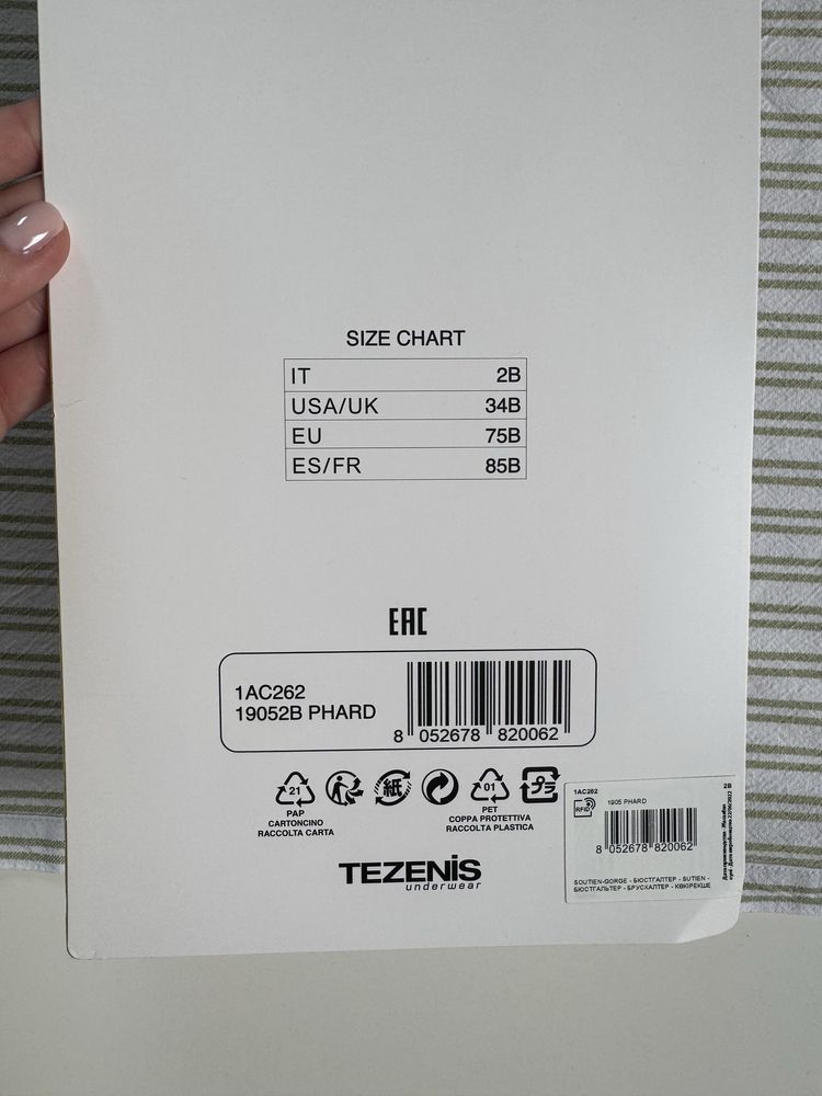 Tezenis  Biustonosz 2B 75B Opaska Samonośny