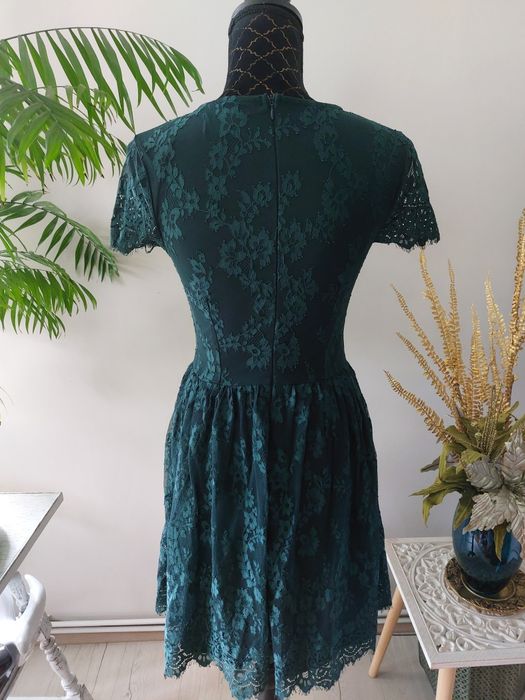 Butelkowa zieleń, sukienka koronka, na wesele,na imprezę, Mohito, r.36