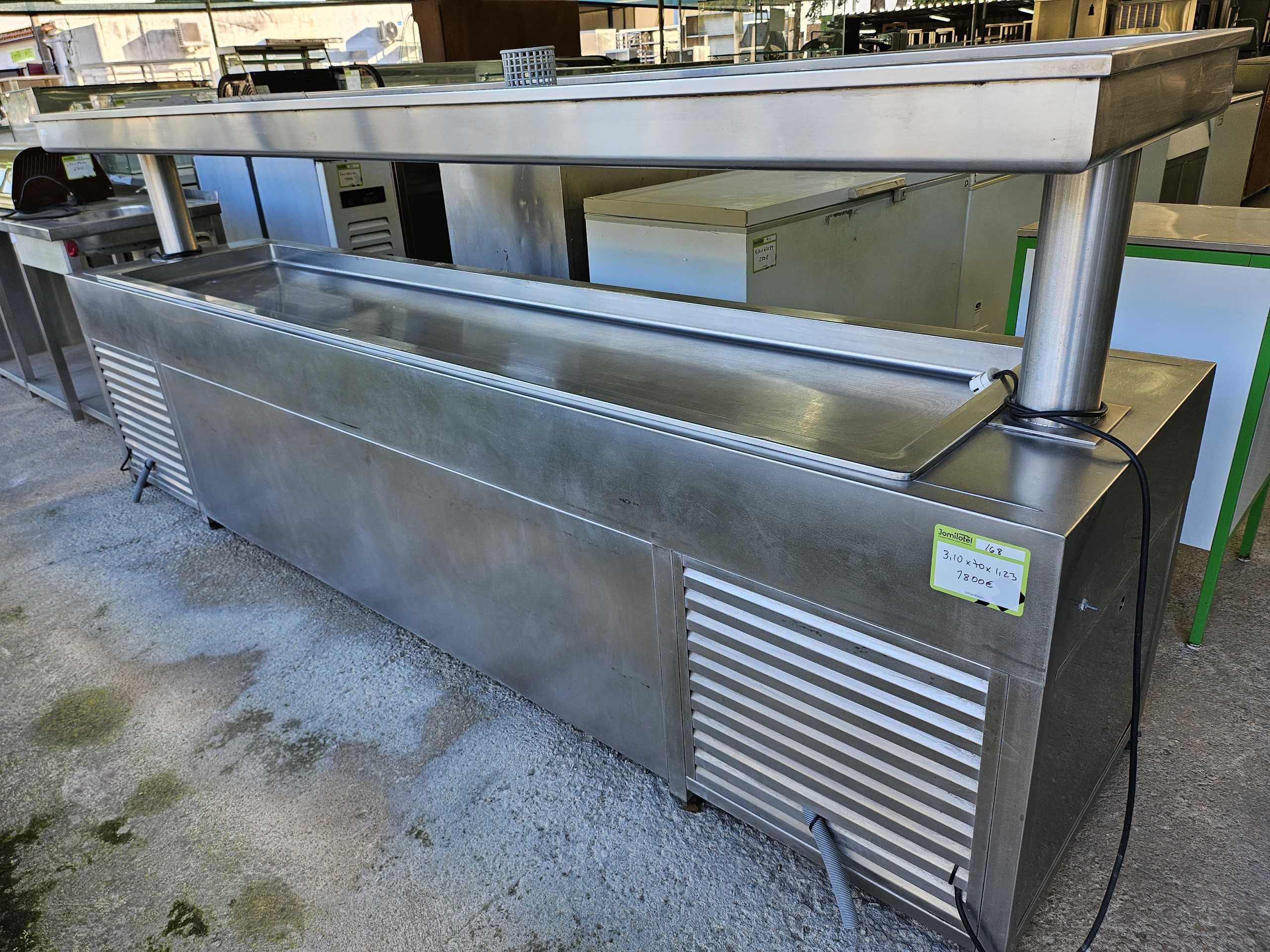 Mesa fria para peixe, carne e marisco