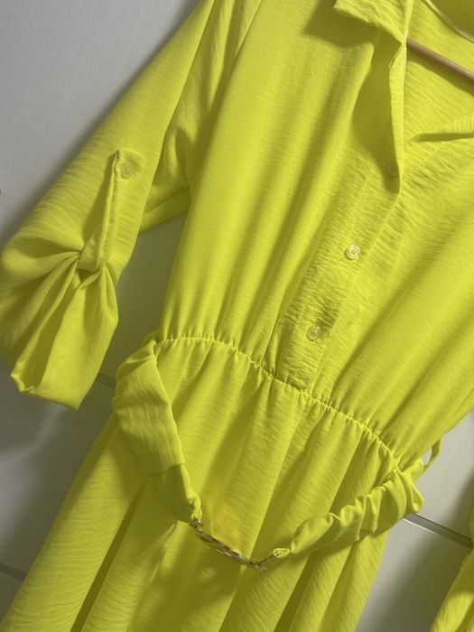 Sukienka pasek gumka zółta