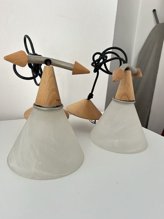 Lampy lamki sufitowe retro vintage marmur alabaster drewno