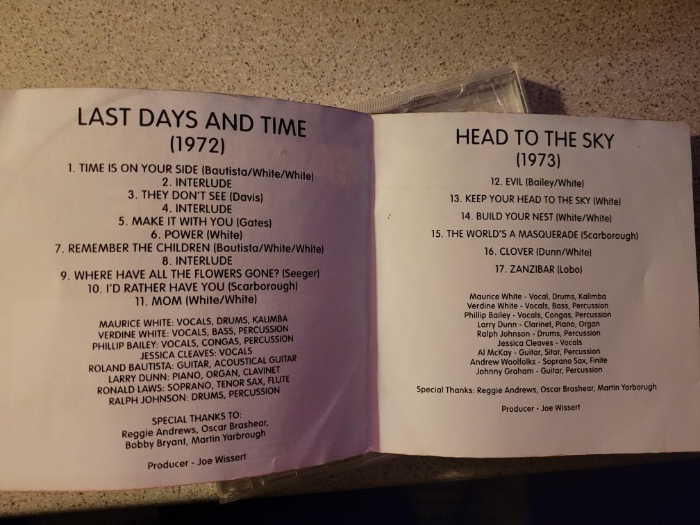 CD Earth, Wind & Fire Last Days & Time/Head To The Sky 72/73 ltd