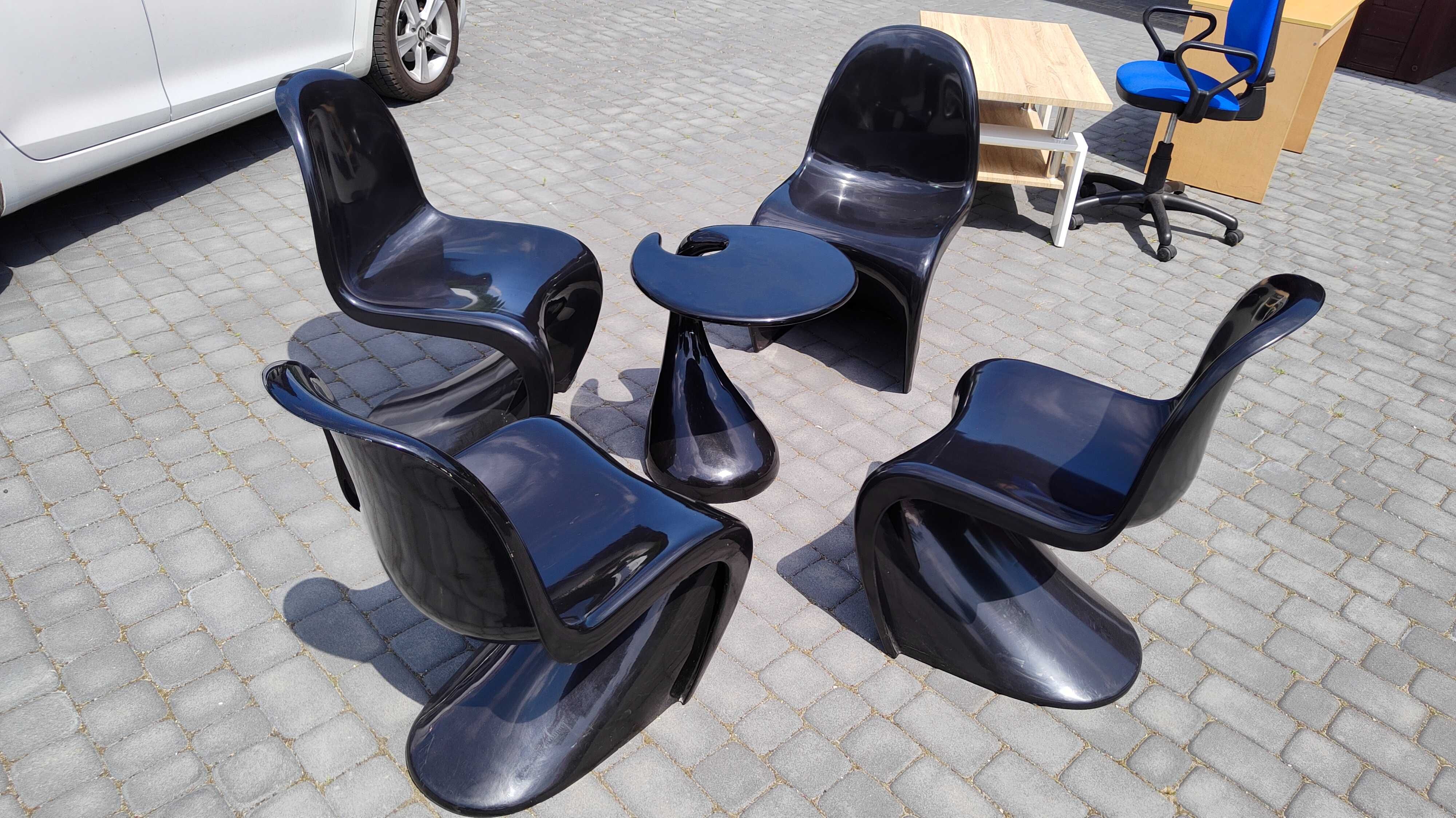 Czarny stolik i 4 krzesła D2 DESIGN Balance komplet za 50% ceny HIT