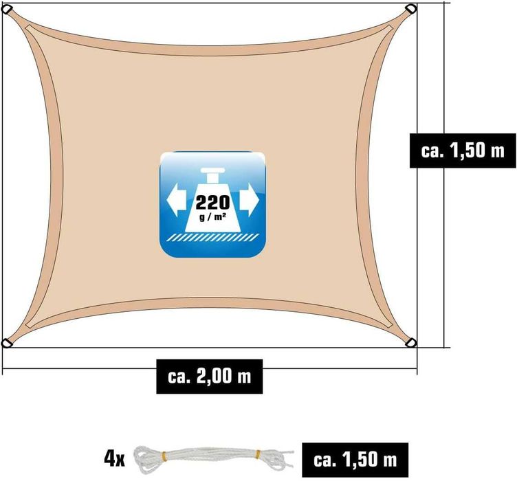 Toldo Vela Sombreamento Jardim/Terraço — Proteção UV, Várias Medidas