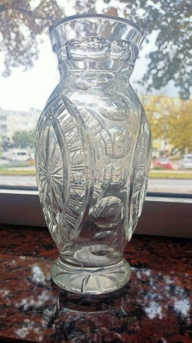 Wazon kryształ szlify na tarczach ceramicznych Irena Inowrocław l60-te