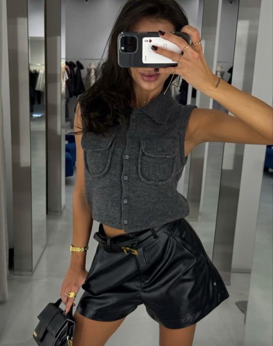 Продам кожанные шорты zara размер s