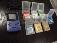 Conjunto Gameboy Color com 7 jogos Pokémon e cabo link