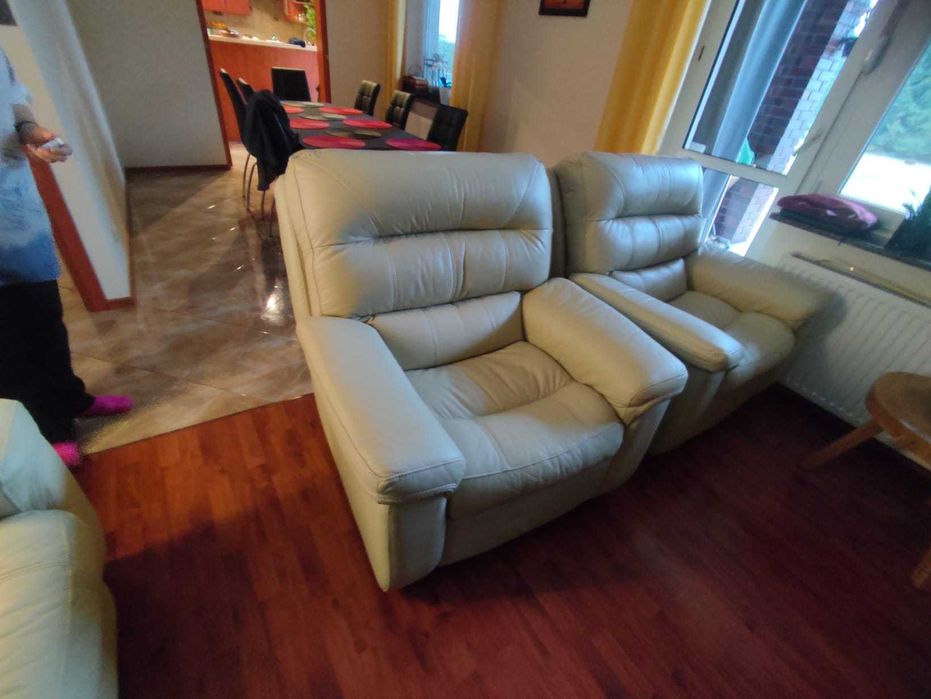 Fotel wypoczynkowy sofa fotele rozkładane regulacja SKÓRA