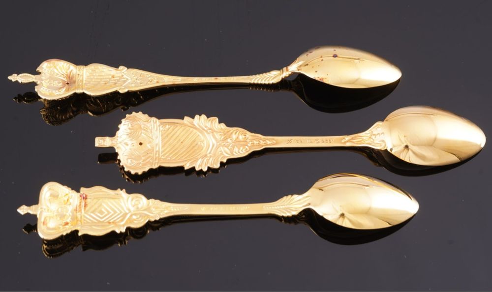 Faberge - Colher de café (12) - Prata dourada 24k