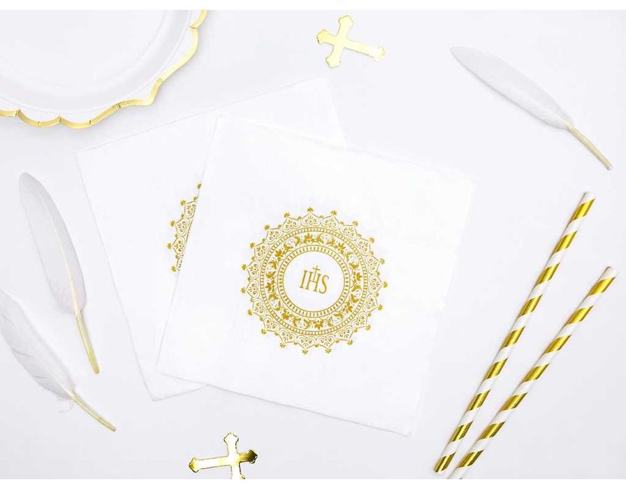 Serwetki papierowe jednorazowe ze wzorem "ihs" 33cm/33cm 1opak./20szt.