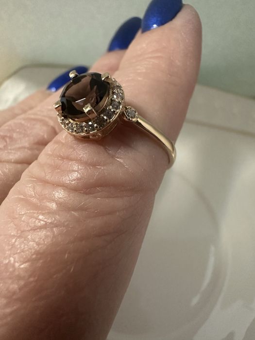 Акція! Каблучка з раух топазом 0,9ct, 17р, 1.94г-золото 585 проба