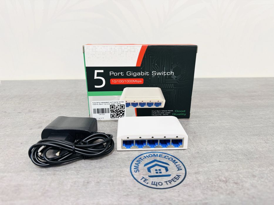 Гигабитный‼️5 портовый 1000Мбит свитч коммутатор сетевой для интернета