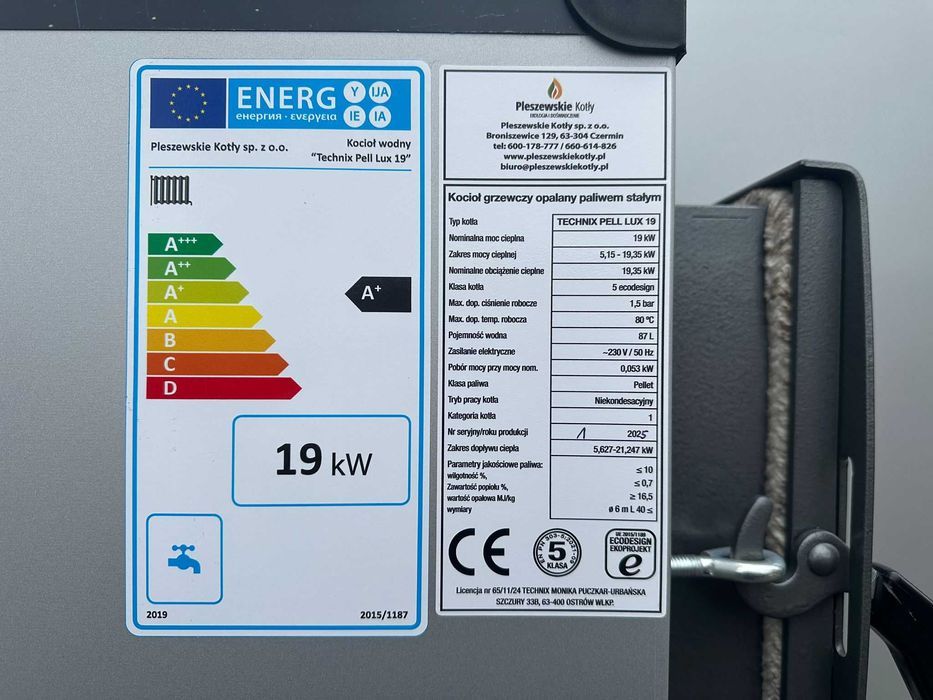 Kocioł z Podajnikiem na Pellet 19kW 5 klasa Dotacja Dostawa Gratis Eko