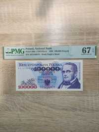 100000 zł złotych PMG 67 EPQ 1993 Moniuszko