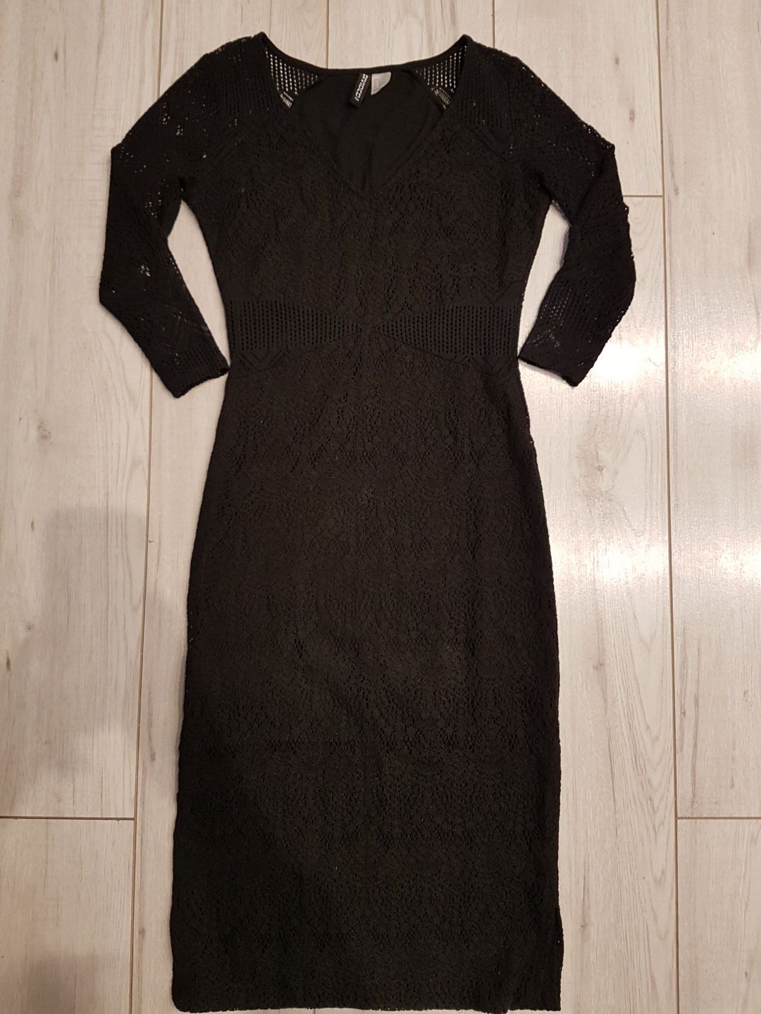 Sukienka H&M czarna koronkowa rozm s