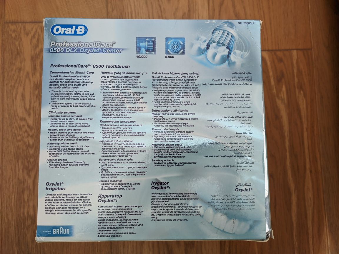 Oral-B 8500 DLX Professional Care - baza, szczoteczka, irygator