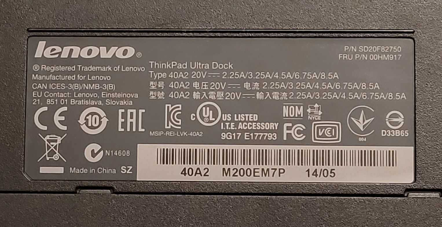 Lenovo ThinkPad Ultra Dock 40A2 stacja dokująca