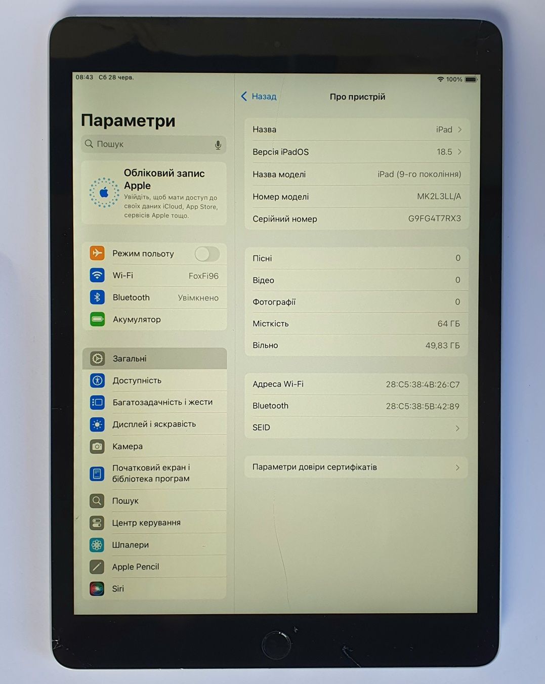 iPad9 64GB wifi читайте опис A2602 під ремонт!
