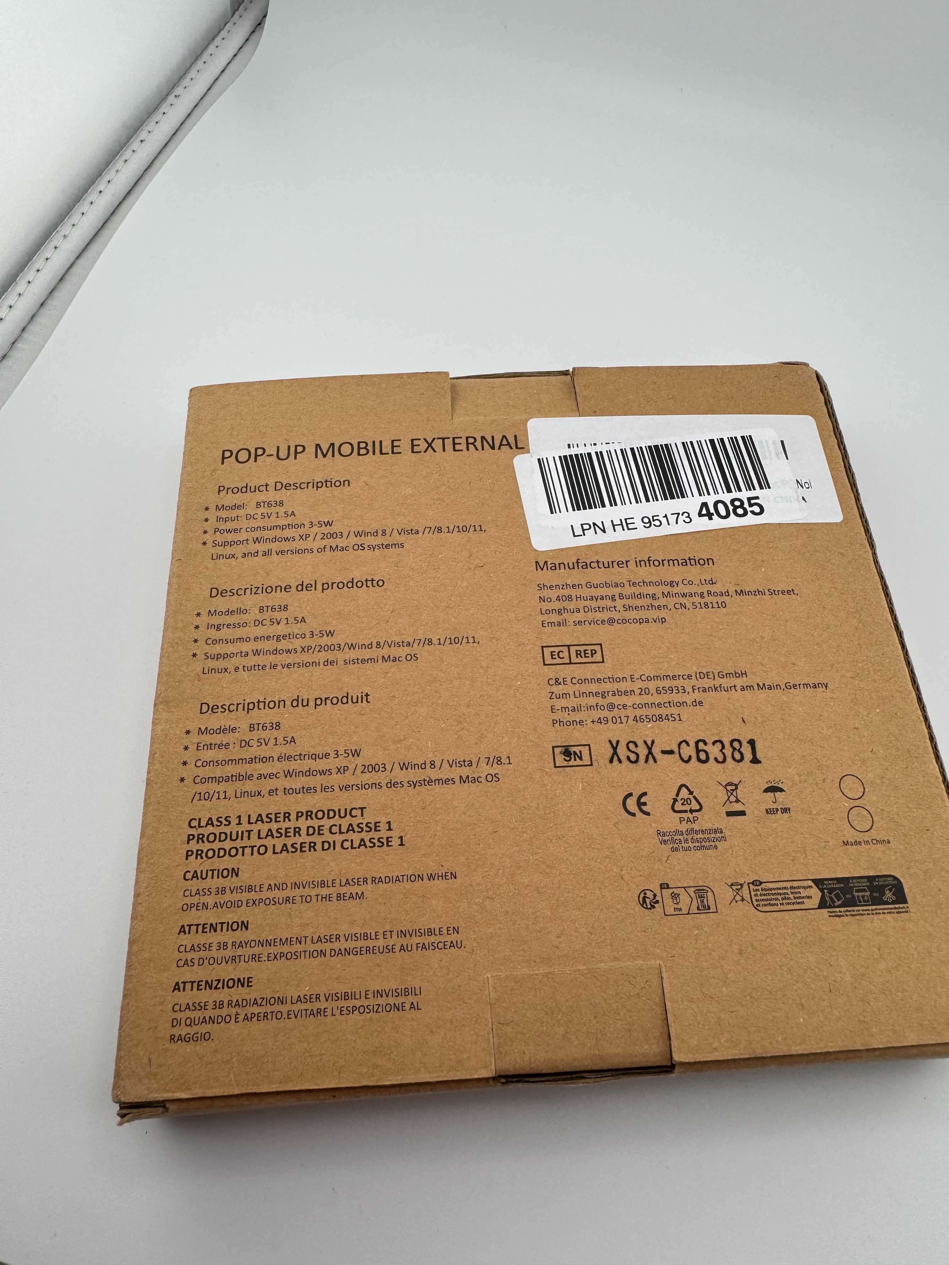 Napęd kieszonka nagrywarka CD (combo z DVD) zewnętrzna Cocopa BT638