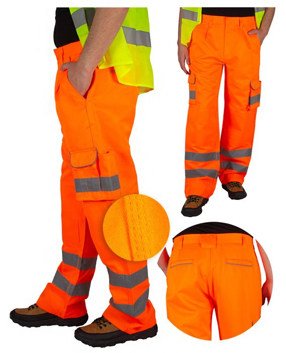 Spodnie Robocze Męskie Z Odblaskami Bojówki 48/32