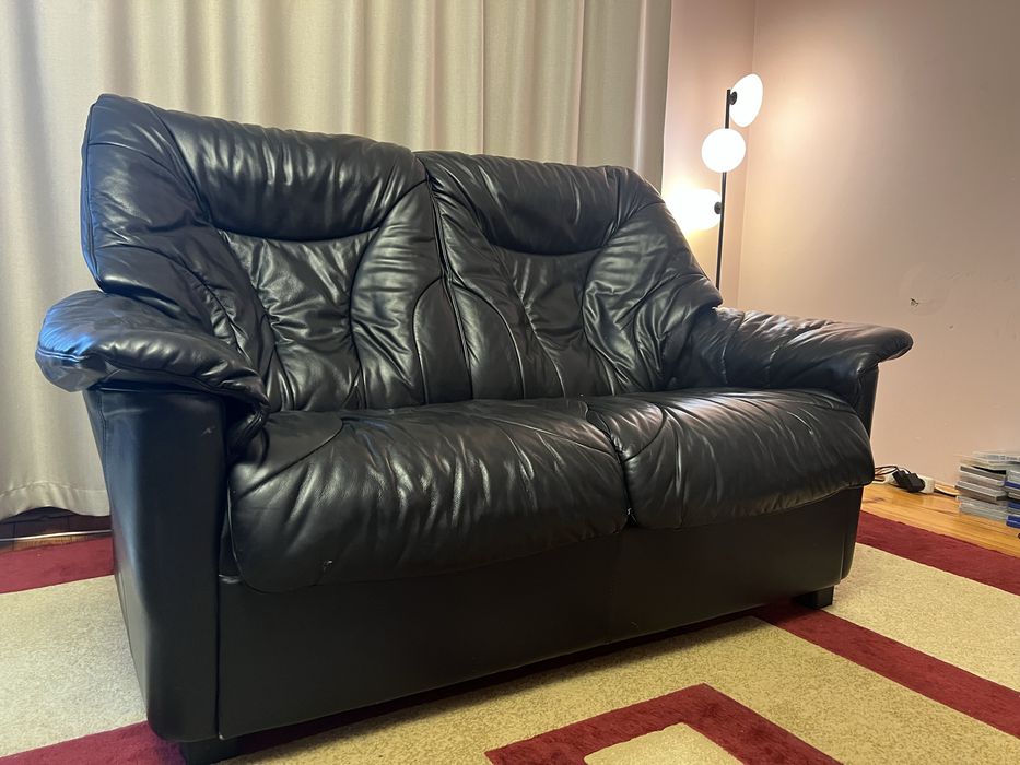 Диван Натуральна шкіра чорний