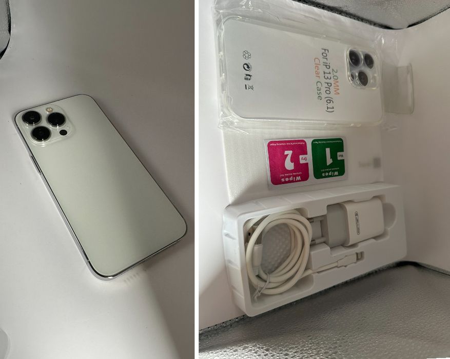 iPhone 13 Pro 128GB 100% KONDYCJA silver biały Gwarancja zestaw