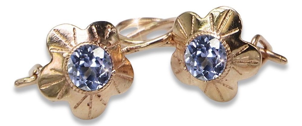 Rosyjskie kolczyki z 14k 585 różowego złota vec028 Rubin