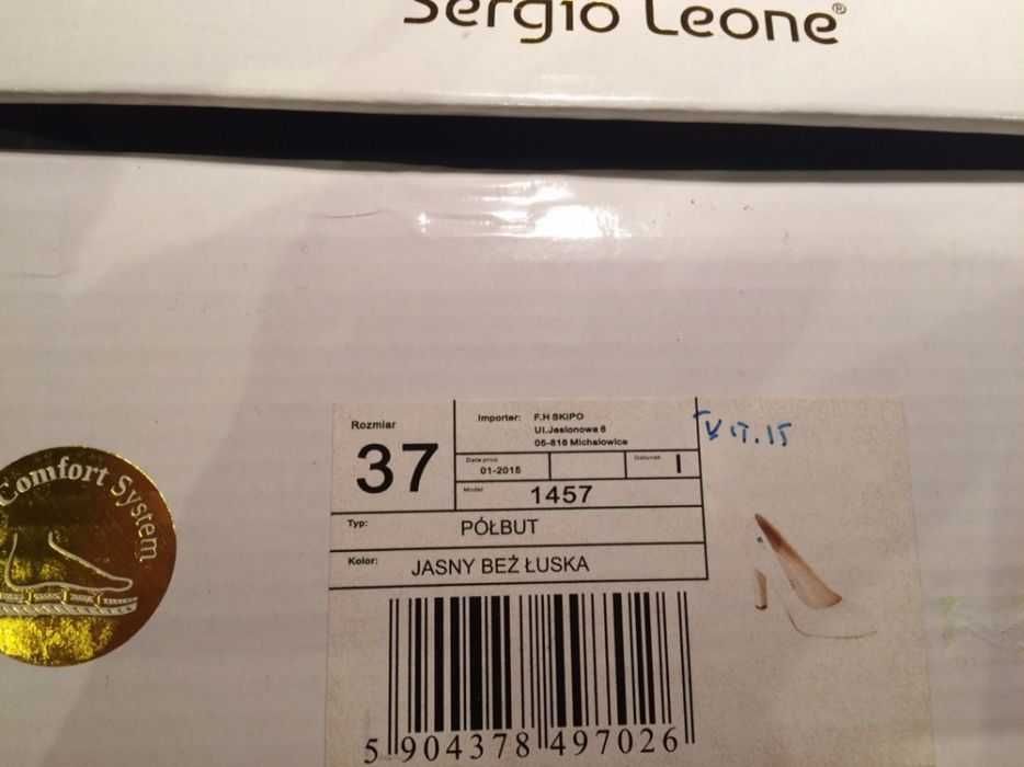 Buty Sergio Leone (półbuty) jasny beż łuska r.37