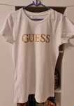 Biały t- shirt, koszulka Guess, złote logo