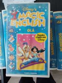 Cassetes VHS de curso de inglês Disney