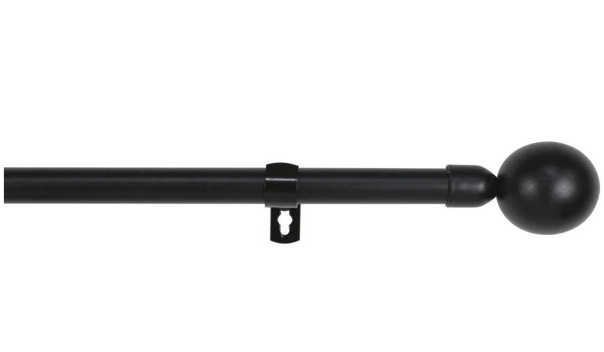 Karnisz pojedyńczy, metalowy, czarnyy, klasyczny 120-210cm