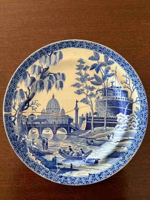 Prato de cerâmica inglesa SPODE raro de 1815 carimbo 5, PREÇO UNITÁRIO