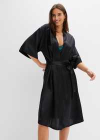 B.P.C kimono czarne szlafrok sexi satynowe midi ^48/50