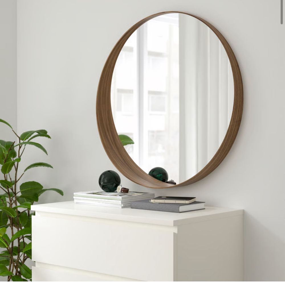 Duże okrągłe lustro ikea stockholm 80cm okleina fornir drewniane