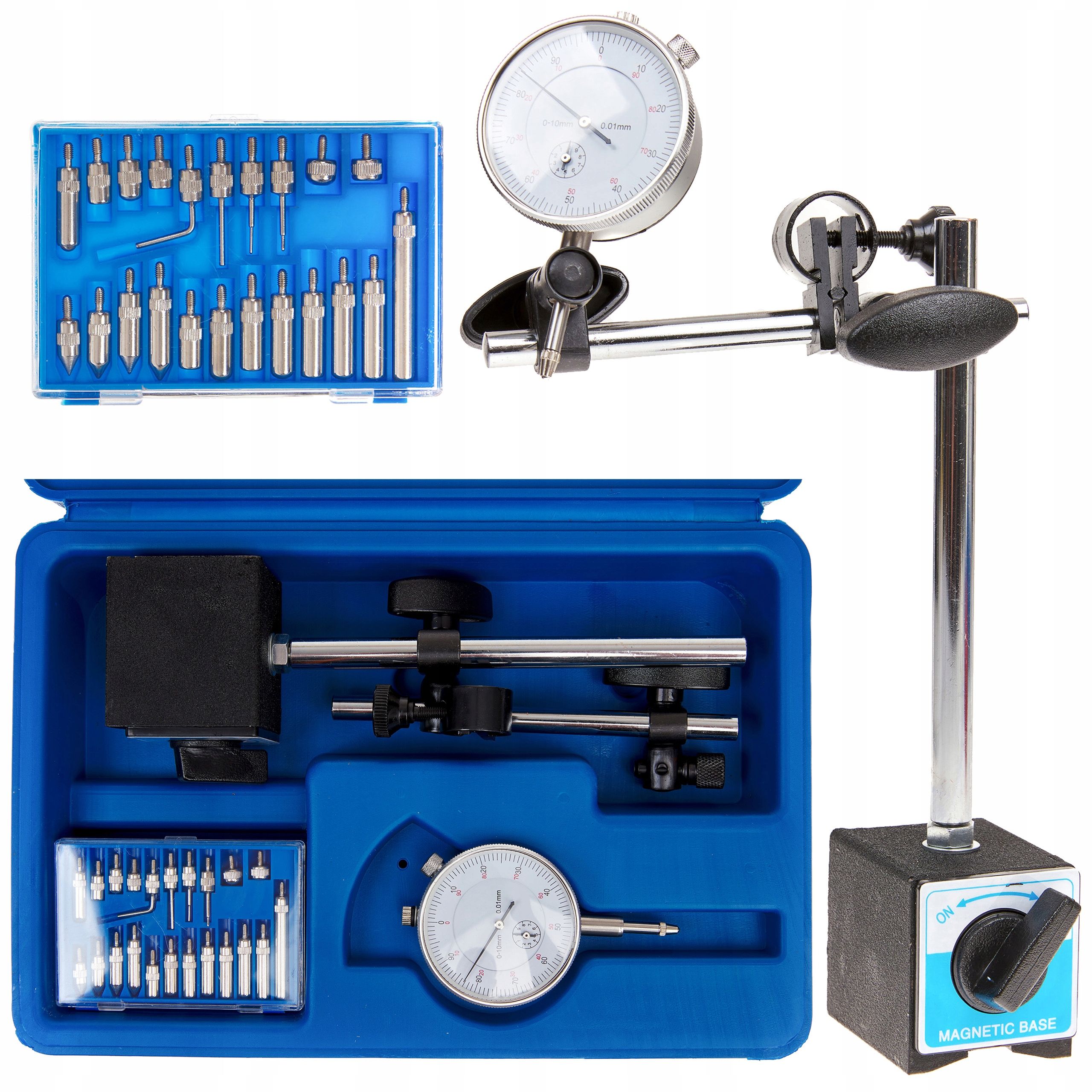 Czujnik Zegarowy Statyw Magnetyczny 0-10Mm Zestaw