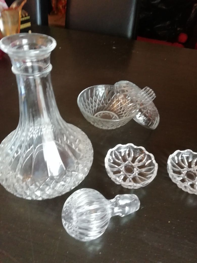 Garrafa de vidro Licores e 3 bomboneiras COMO NOVAS!*