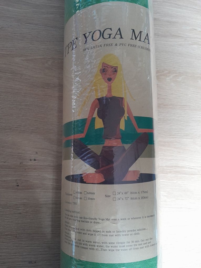 Mata do jogi 183x61cm 6mm zielona yoga matte z pokrowcem