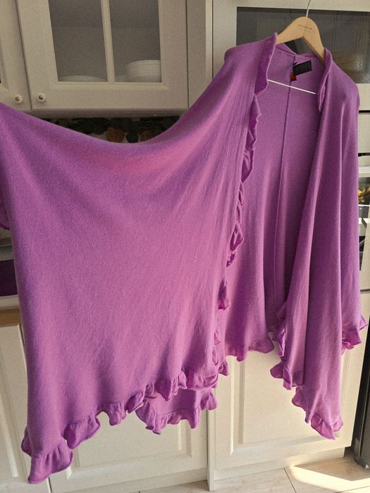 Narzutka wełniana kaszmir poncho kardigan merino plus size jesień