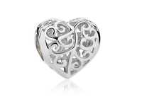 Srebrny Koralik Charms Beads Ażurowe Serce Heart Sy016R