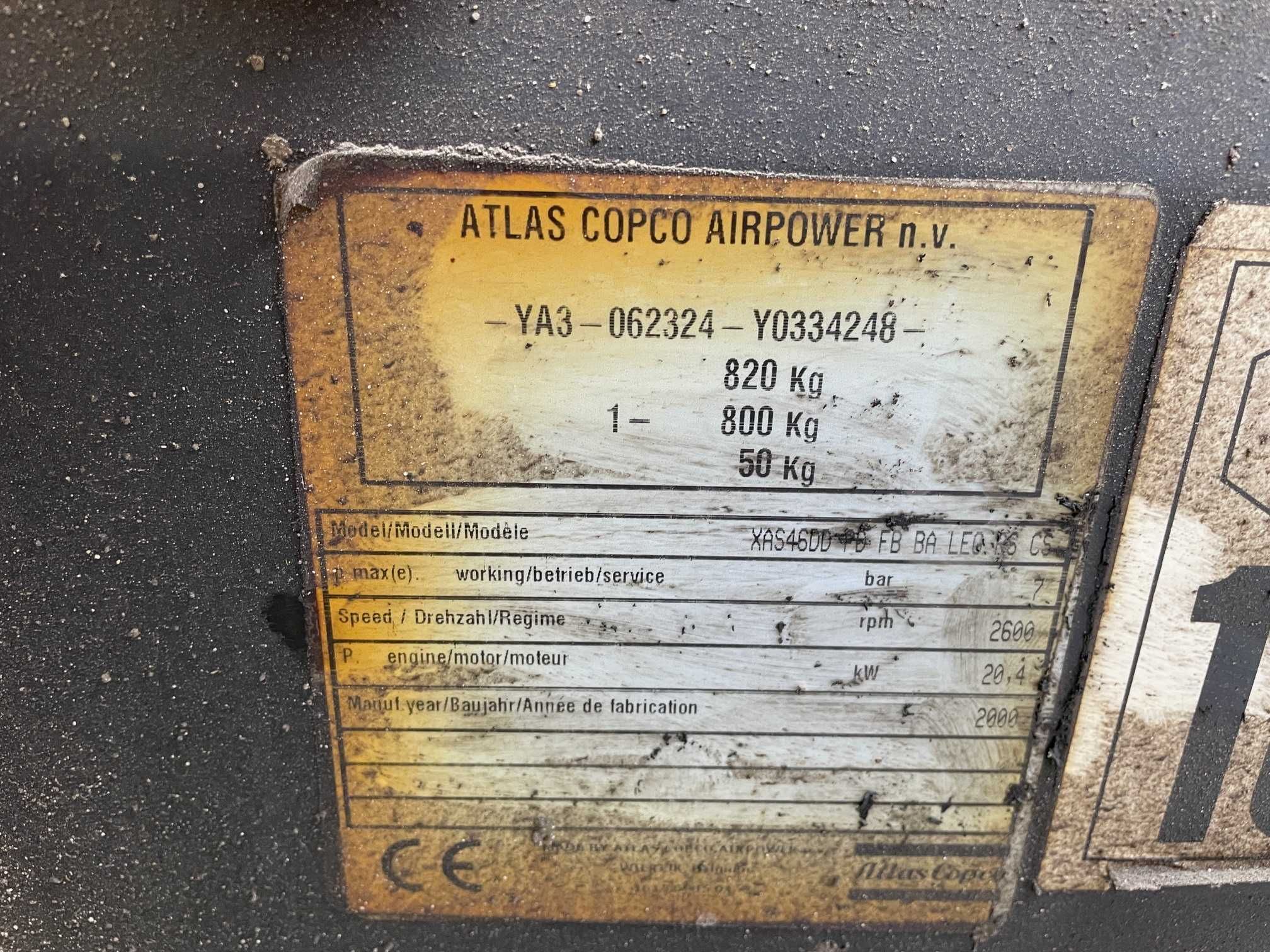 sprężarka spalinowa atlas copco plus młot udarowy