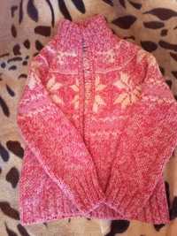 Вязаный шерстяной женский свитер на молнии альпака/шерсть/акрил