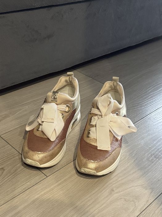 Adidasy Liu Jo 40 sneakersy wstazki zlote eleganckiep