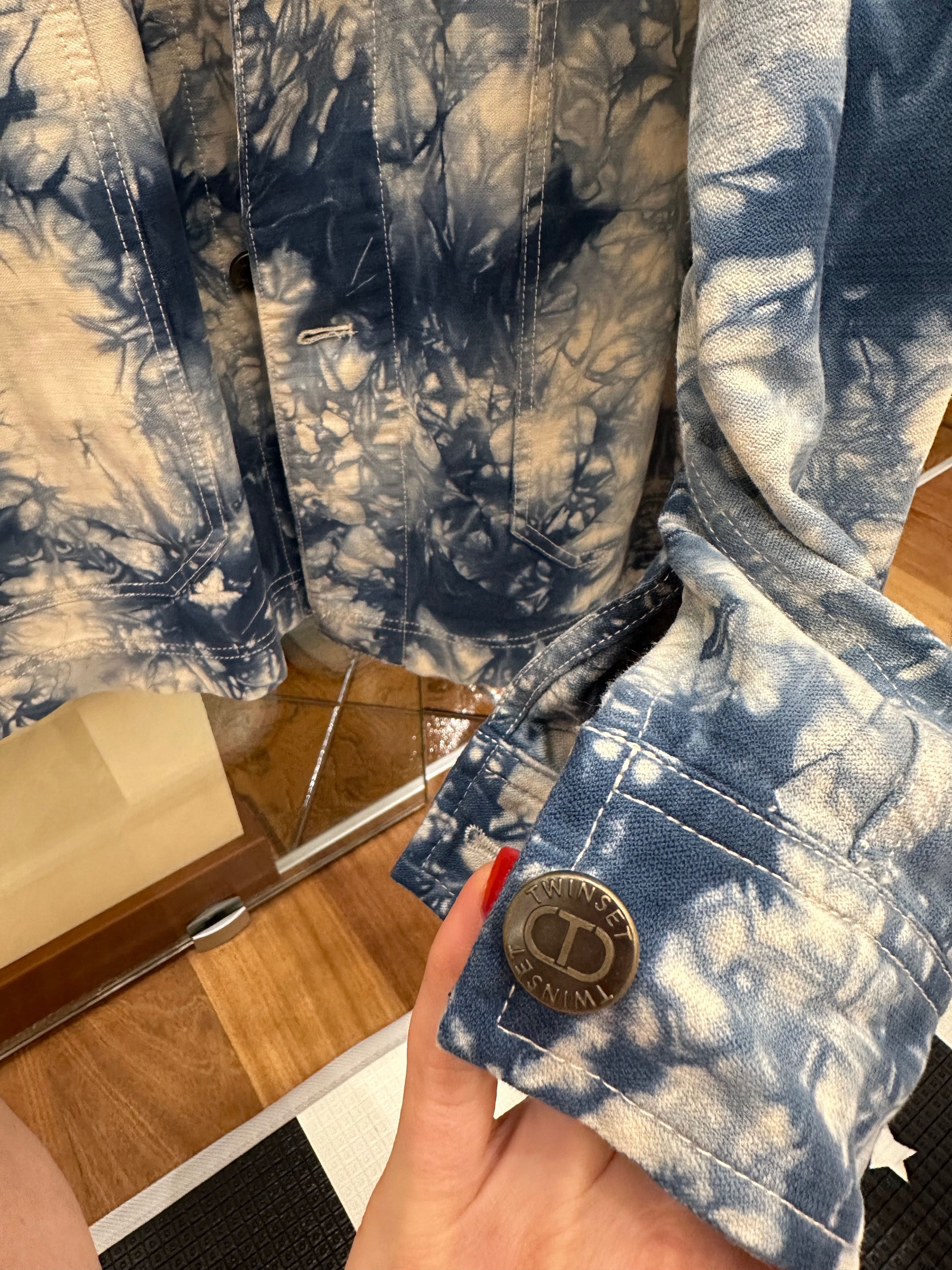 Блакитна куртка Twinset під денім з принтом Tie-dye розмір 44