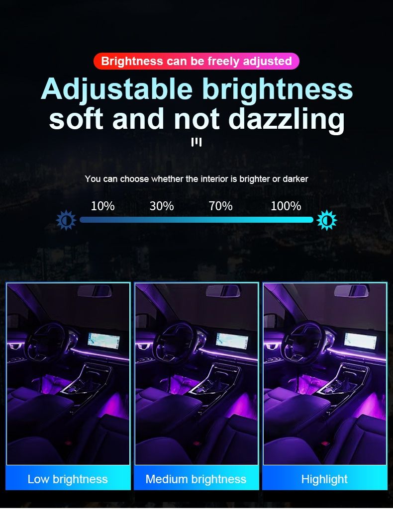 Kit iluminação interior Carro RGBic Luz Ambiente a cores com App NOVO