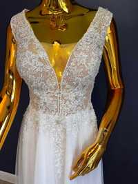 Nowa suknia ślubna zabudowane plecy lejąca 40 L biała wyszczupla