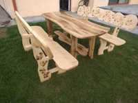 Meble ogrodowe zestaw stół i ławki drewniane