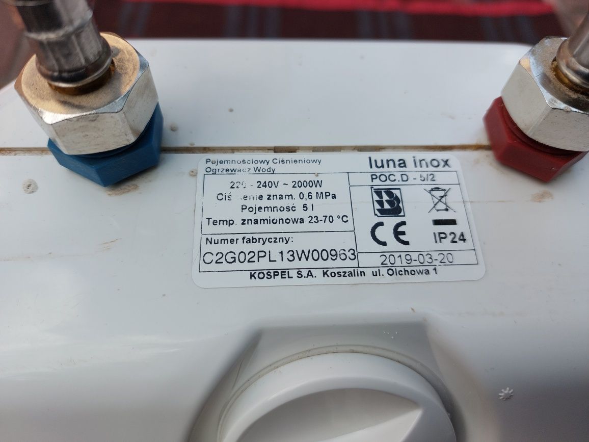 KOSPEL LUNA INOX, terma 5l, Podgrzewacz elektryczny podumywalkowy 5L