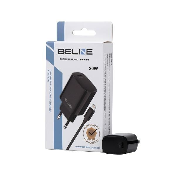Beline Ład. siec. 1x USB-C 20W + kabellightning czarna /black PD 3.0